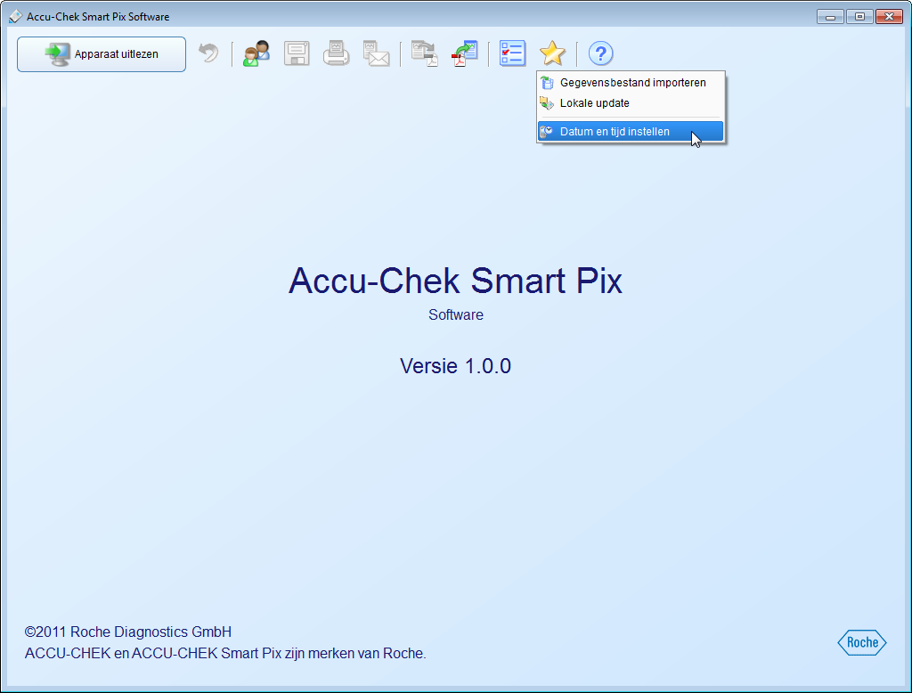 Hoofdstuk 4, Werken met de Accu-Chek Smart Pix-software Datum en tijd in de meter instellen Voor de meeste ondersteunde meters kunt u de instelling van datum en tijd direct uit de Accu-Chek Smart