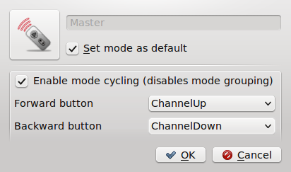 het drukken op een knop. U kunt ook een standaard modus definiëren, die automatisch wordt toegekend bij opstarten.