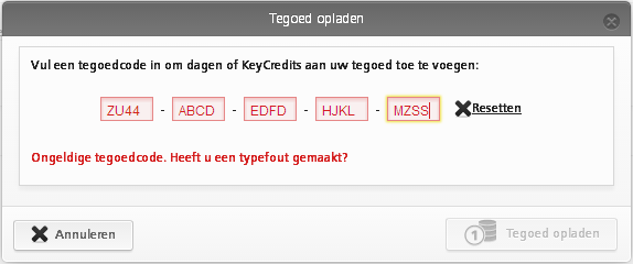 Afbeelding 60: Tegoed opladen Let op: na vijf mislukte pogingen wordt de functie om het tegoed op te