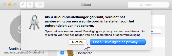 11 1.2 icloud op de Mac Als icloud nog niet op uw Mac is ingesteld, kunt u dit als volgt inschakelen: Open de app Systeemvoorkeuren 4 U logt in met uw Apple ID en wachtwoord: Typ uw Apple ID en