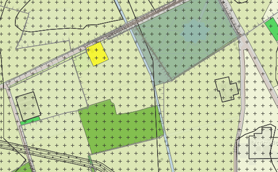 Uitsnede bestemmingsplan Buitengebied Berkelland 2012 met globale aanduiding plangebied (externe boscompensatielocatie) (rood) 1.