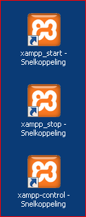 Op het scherm hierna klik op Bureuablad(snelpoppeling maken) Doe dit ook voor xampp_stop en xampp_start