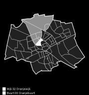 Figuur 1. De procentuele verdeling van het totale aantal Muurvarens (n=8193) over Groninger stadsdelen.