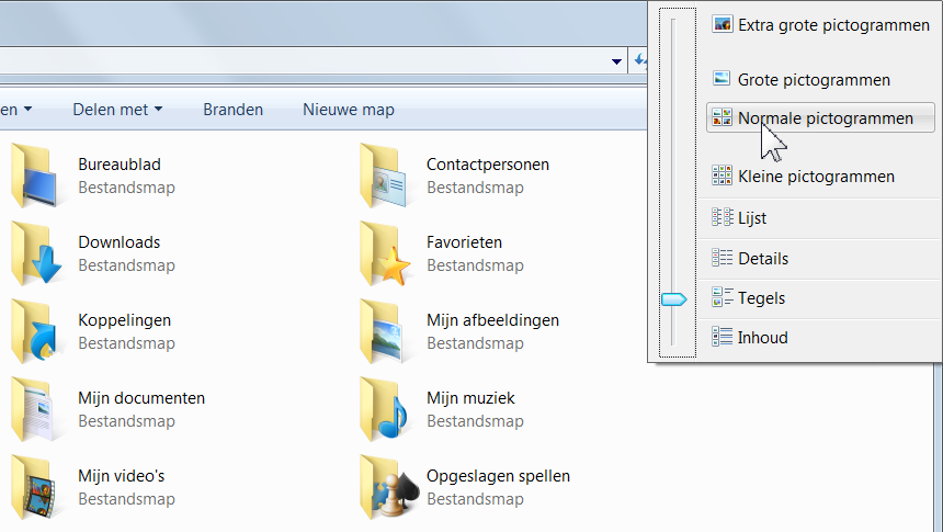 10 U gaat nu de weergave van het mapvenster aanpassen zodat het venster er op uw computer hetzelfde uitziet als in het boek: U gaat eerst het voorbeeldvenster verbergen: 1.