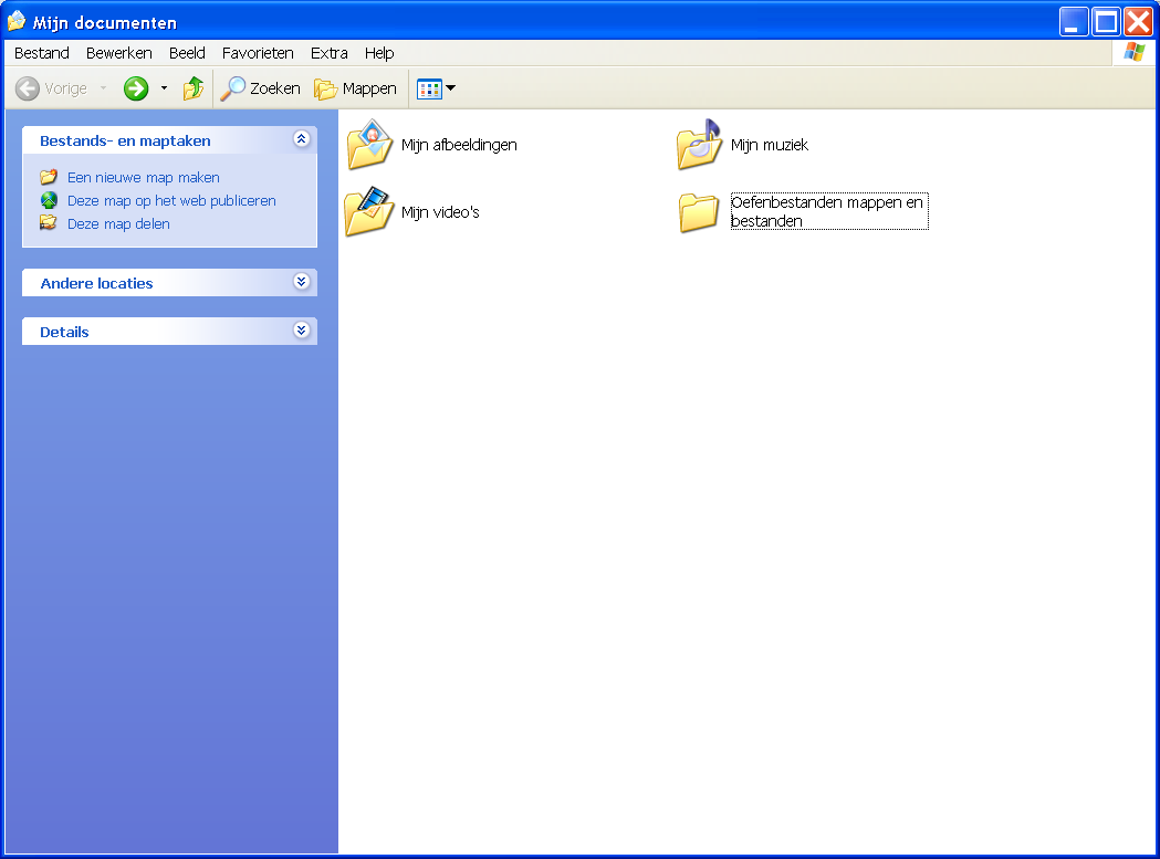 18 2. Mappen en bestanden ordenen in Windows XP In dit hoofdstuk leert u hoe u in Windows XP met mappen, documenten en bestanden kunt omgaan.