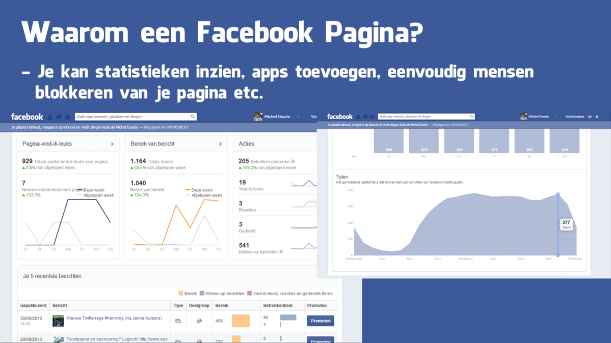 Op je Facebook-pagina kun je ook alle statistieken zien, maar dit is voor