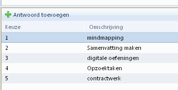 Bij dit type vraag Multiple chice met meerdere antwrden kunt u vlgende pties aanvinken: Veg nderaan het scherm de