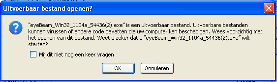 2. Software installeren op uw PC De software installatie opstarten: Heeft u het venster links, druk dan op run of starten Heeft u het venster rechts, dubbelklik dan op