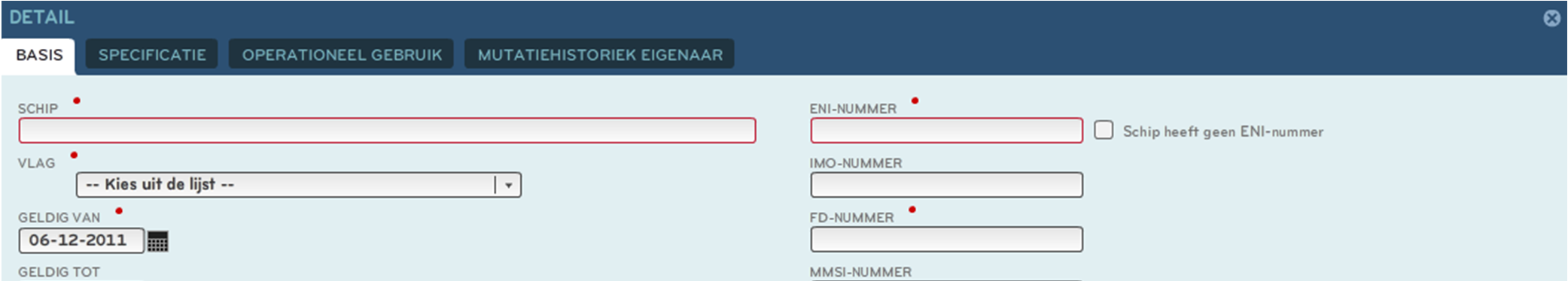 muis over het veld voor meer info over de fout Voor een overzicht te