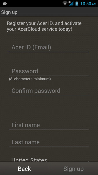 Meld u aan met uw Acer ID Start het AcerCloud-programma via het bureaublad of het Menu Start.