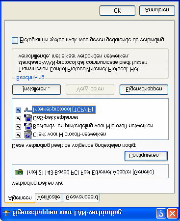 2 b) Windows 2000 en XP instellen 1. Ga naar Start -> Configuratiescherm -> Netwerk- en Internet-verbindingen -> Netwerk verbindingen 2.