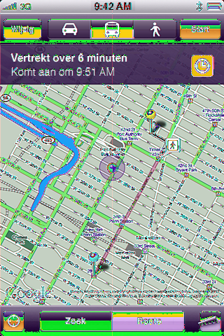 Als u de gehele routebeschrijving in een lijst wilt weergeven, tikt u op en tikt u vervolgens op 'Lijst'.