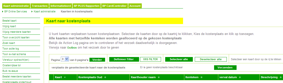 8. Werken met kostenplaatsen Via BP Online Services kunt u eenvoudig kostenplaatsen aanmaken en beheren. Met deze optie hoeft u voortaan dit niet meer via de Cards afdeling van BP te regelen.