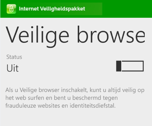 9. Vervolgens schakelt u de Veilige Browser in. Klik hiervoor op Veilige Browser en zet het schuifje naar rechts.