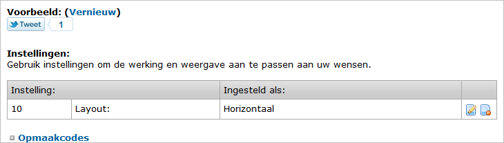 Widget beschrijvingen 4.3.2 Tweets Met de widget Tweets kunt u uw eigen tweets laten zien. Tweets zijn korte berichten van maximaal 140 tekens die tekst en links kunnen bevatten.