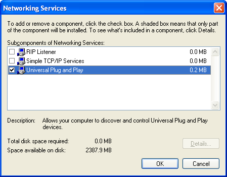 5 Uw Thomson Gateway ten volle gebruiken 5.1.4 UPnP installeren onder Windows XP UPnP toevoegen Als u Microsoft Windows XP gebruikt, wordt u aangeraden het onderdeel UPnP op uw systeem te installeren.