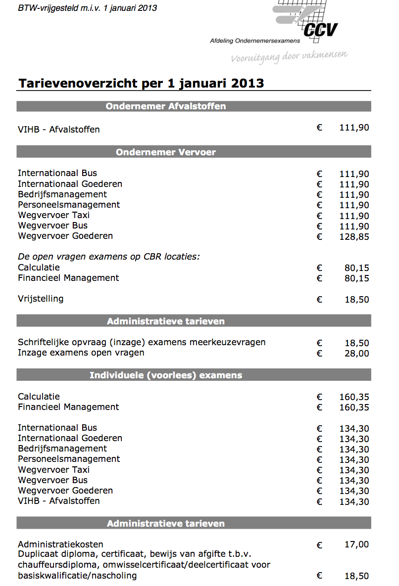 examen inschrijven