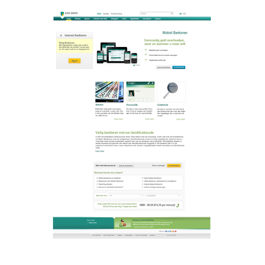 Opdracht 1 Screen Design - Productpage ABN AMRO Chantal Aafjes 0834273 15 ABN Amro versie 1 In versie 1 heb ik een soort banner gemaakt die ik de vormgeving heb meegegeven van de oude website.