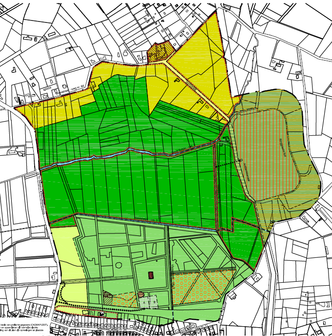 VERGADERING VAN 22 MEI 2014 6: Dobbelhoeve 5: Zone voor ecologische landbouw 4: Fort 3: Natuur a. Kasteel 1: Park Vrieselhof 2: Grasland b. Remise c. Parking fig.3. Grafisch plan d.