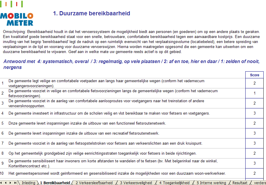 - 87 - Figuur 22: Schermafdruk Mobilometer - thema Bereikbaarheid (fictief) c.