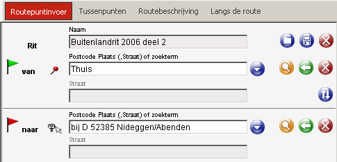 Voeg een begin en eindpunt toe. Route berekenen 4.1.3 Rit bewerken Vergelijk de route met de Mapsource-route. Soms is het plaatsen en/of verplaatsen van tussenpunten nodig.