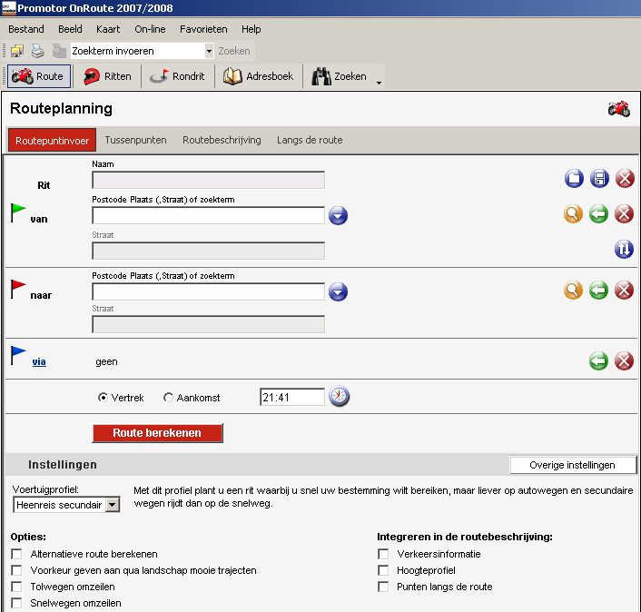 6 Instellingen in Onroute Zie ook de instellingen op de website www.onroute.nl 6.