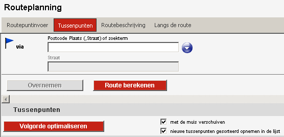 Opmerkingen bij afslagen tonen Wordt getoond als op de regel van de routebeschrijving wordt geklikt Routepunten met de muis verschuiven Je kunt een routepunt aanklikken met de linker muisknop en