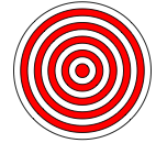 16 Combinator libraries and EDSLs Fig. 16.7: A bullseye with mconcat Fig. 16.7): bullseye :: Diagram B R2 bullseye = mconcat $ zipwith (\ s c > circle s # fc c # lw verythin) [0.1, 0.2.. 1.0] (cycle [red, white]) 16.
