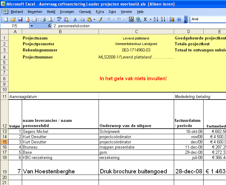 Voor elke factuur/kost rubriek selecteren Totalen controleren!