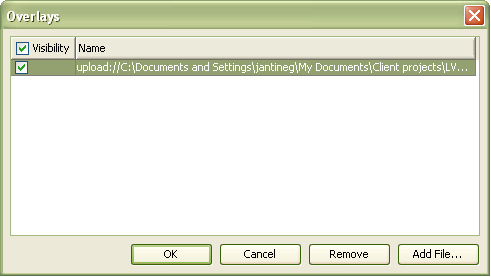 File (Bestand) Het bestand wordt als transparante laag over het originele bestand gelegd.