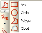 Handleiding AutoVue versie 1.1 Box (Rechthoek toevoegen) Klik op het icoon om een rechthoek toe te voegen. De muis verandert in een +.