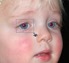 We slaan op als les13(1b).jpeg 2) Rode ogen verwijderen Open de foto les13 rode ogen.