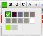 Dit is de Color picker. De kleur van de Color picker zal de kleur van de geselecteerde tekst aannemen.