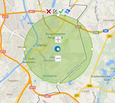 Afbeelding 28: Knop Veilige Zones Klik op de knop Veilige Zones, zodat het volgende scherm verschijnt : Afbeelding 29: Scherm Veilige Zones Klik vervolgens op Draw.