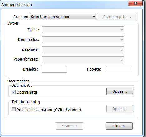 Dialoogvenster Bestanden invoegen Pagina's van scanner invoegen Foxit PhantomPDF Standard for HP U kunt pagina's van een papieren document invoegen met Foxit PhantomPDF Standard en een scanner. 1.