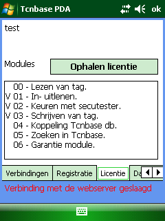 Kies opties: Licentie: Na de registratie kan hier de licentie worden opgehaald of als er een licentie is bijgekocht.