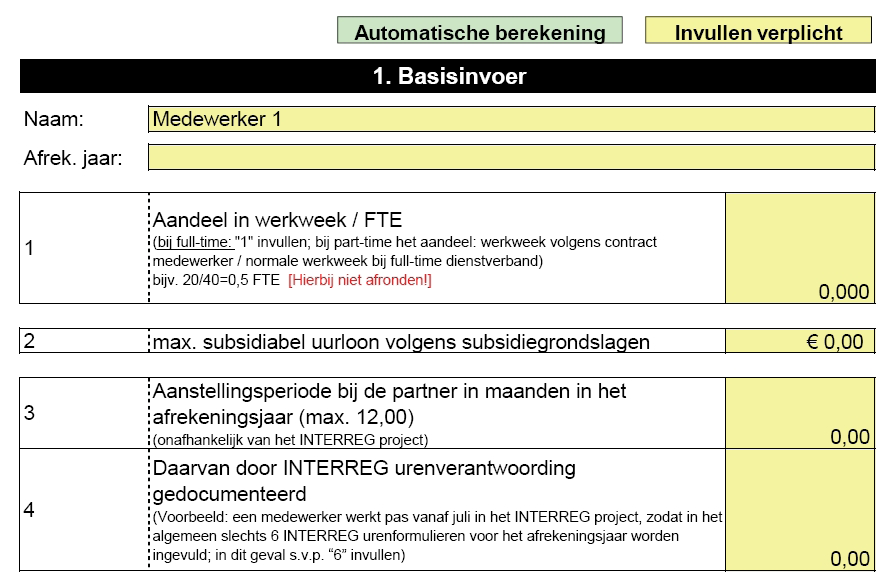 Naam Hier s.v.p. de volledige naam van de medewerker invoeren, zodat duidelijk is welke medewerker het betreft. Afrek. jaar (afrekeningsjaar) Hier het betreffende afrekeningsjaar invullen.