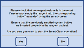 Om de SMART-reiniging te starten, dient u met de toets ENHANCEMENT naar het menu om te schakelen en in het veld INSTRUMENT CONTROL de toets SMART CLEAN in te drukken (afb. 224).