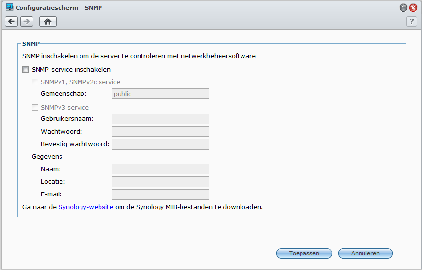 Gebruikershandleiding voor Synology DiskStation Het wachtwoord voor de MySQL-database opnieuw instellen: het wachtwoord van MySQL database wordt opnieuw ingesteld.