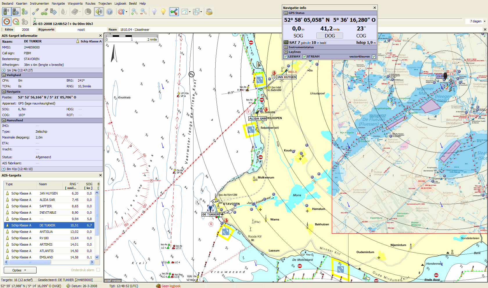 41. AIS ontvanger en transponder Als u een AIS-ontvanger aansluit op uw PC toont WinGPS 5 Voyager alle ontvangen AIS schepen, Basepoints en Aids for Navigation (bakens) op de kaart.