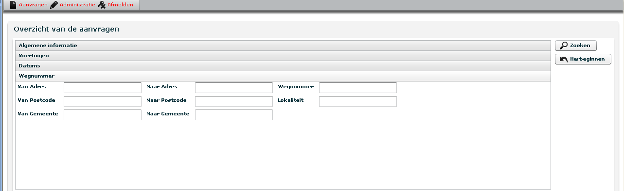 Door op de hoofding Datums te klikken, kan u filteren op: datum aanvraag; datum goedkeuring; datum afkeuring. Naast elke datum staat een icoontje waarmee u een kalender kan oproepen (zie pijl). Afb.