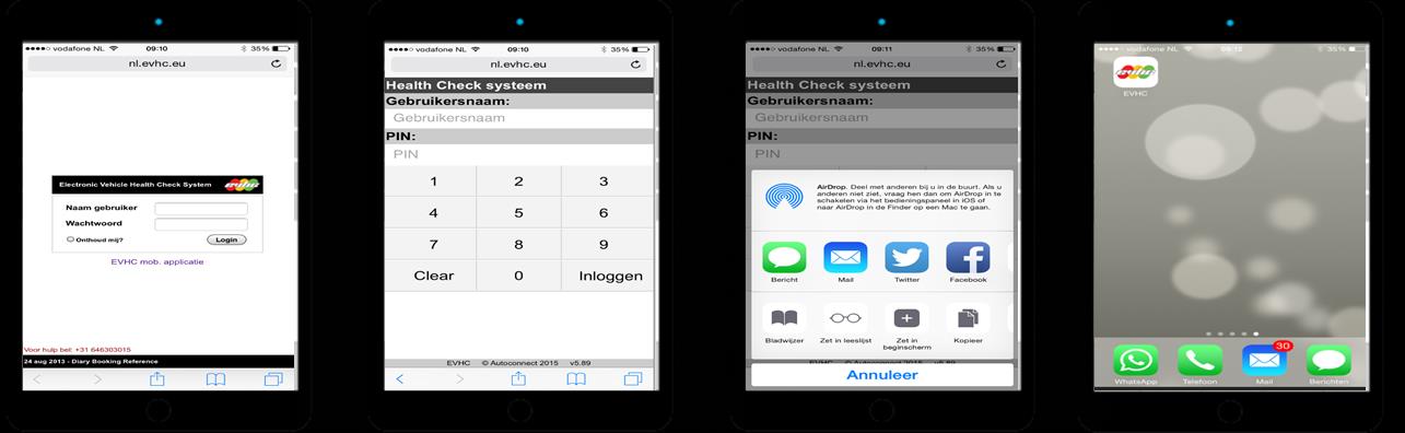 Gebruik van EVHC: EVHC is geschikt voor Apple, Android en Windows besturing. Checks kunnen op een smartphone, Tablet, pc of laptop worden ingevoerd.