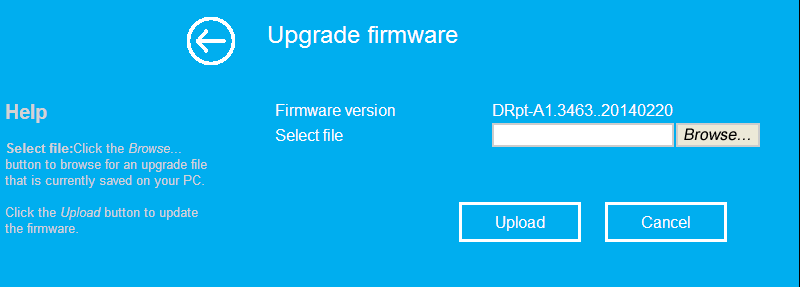 Klik eerst op de Browse of Choose File knop; u wordt gevraagd om de naam van het firmware upgrade bestand.