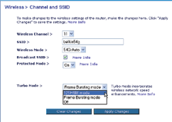 Gebruik van de web-based Advanced User Interface High-Speed Mode gebruiken De router ondersteunt twee High-Speed modi, 125HSM -modus* en Frame Bursting -modus.