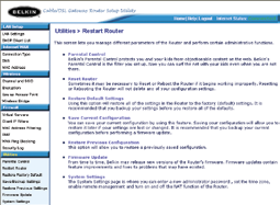 Gebruik van de web-based Advanced User Interface Tabblad Utilities In dit scherm kunt u verschillende parameters van de router beheren en bepaalde