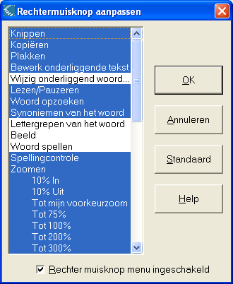 4. Kurzweil 3000 personaliseren 1. Het rechtermuisknopmenu aanpassen Om het rechtermuisknopmenu te tonen: Klik rechts terwijl de cursor in een document staat.