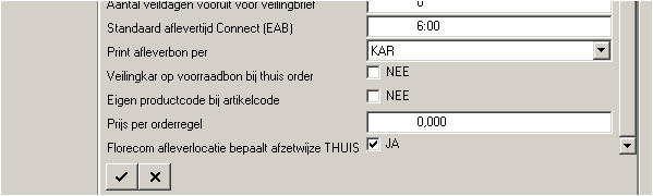 Florecom afleverlocatie bepaalt de afzetwijze Thuis (onderdeel florecom) Het is nu mogelijk om via bedrijfsinformatie->afzetinformatie- >instellingen, de