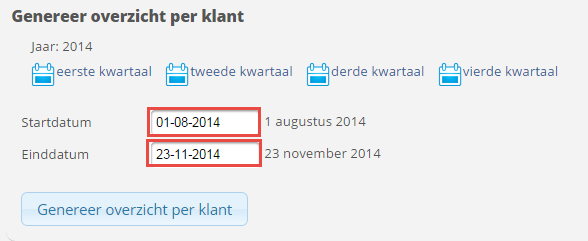 3.2 Overzicht per kwartaal tonen Klik op het gewenste kwartaal om dat kwartaal te selecteren. 3.