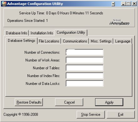 Pagina 23 In te voeren gegevens: 20 Number of Connections Number of Work Areas: 2000 Number of Tables: 300 Number of Index Files 300 Number of Data Locks 3000 Om de functie van het LSM te garanderen