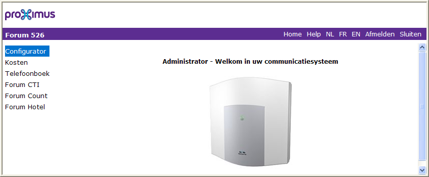 Configuratie Het configureren en programmeren van de Forum 525/526 gebeurt via een in het systeem geïntegreerde software, de Configurator.